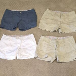 Women's Casual Shorts Set - Blue, White, Tan